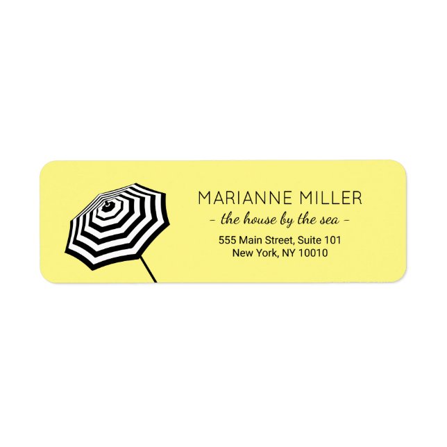 Étiquette Chic Plage rayé Parapluie Logo Jaune (Devant)