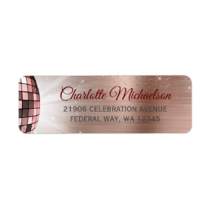 Étiquette Chic Rose Gold Parties scintillant Glam Disco Part