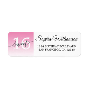 Étiquette Chic Rose Ombre Sweet 16 Anniversaire Retour