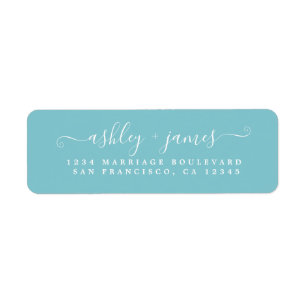 Étiquette Chic Script Angel Blue Mariage Adresse de retour