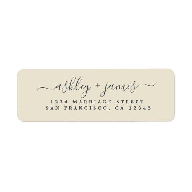 Étiquette Chic Script Antique Mariage Blanc Adresse de retou (Devant)