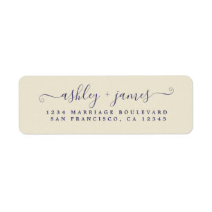 Étiquette Chic Script Antique Mariage Blanc Adresse de retou