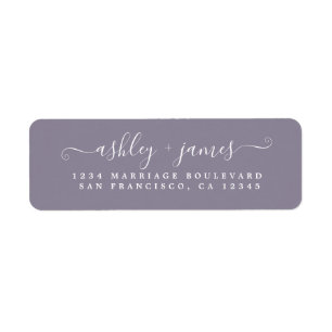Étiquette Chic Script Ash Purple Mariage Adresse de retour