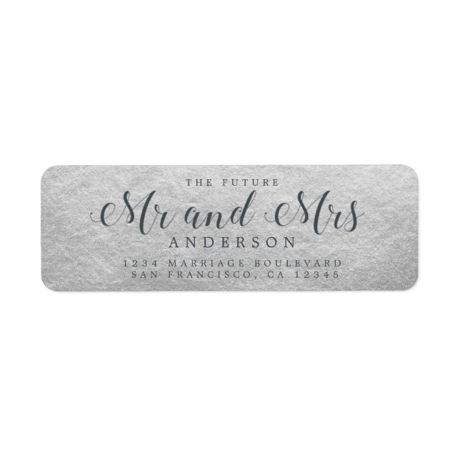 Étiquette Chic Script Futur M. Mme Adresse de Retour Mariage (Devant)