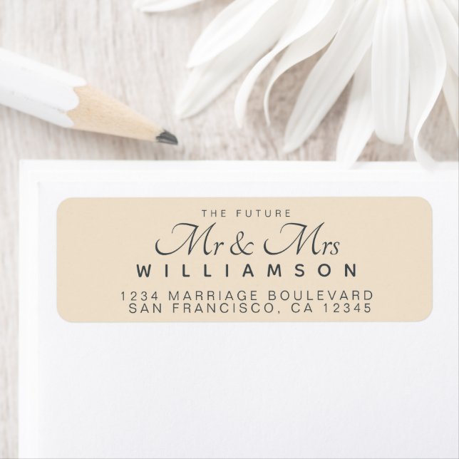Étiquette Chic Script Future M. Mme La Mariage Adresse (En situation)