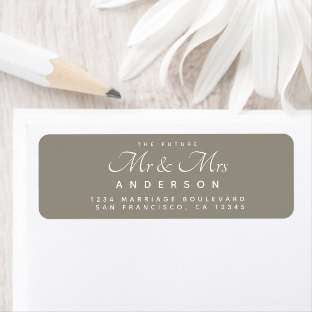 Étiquette Chic Script Future M. Mme La Mariage Adresse (En situation)