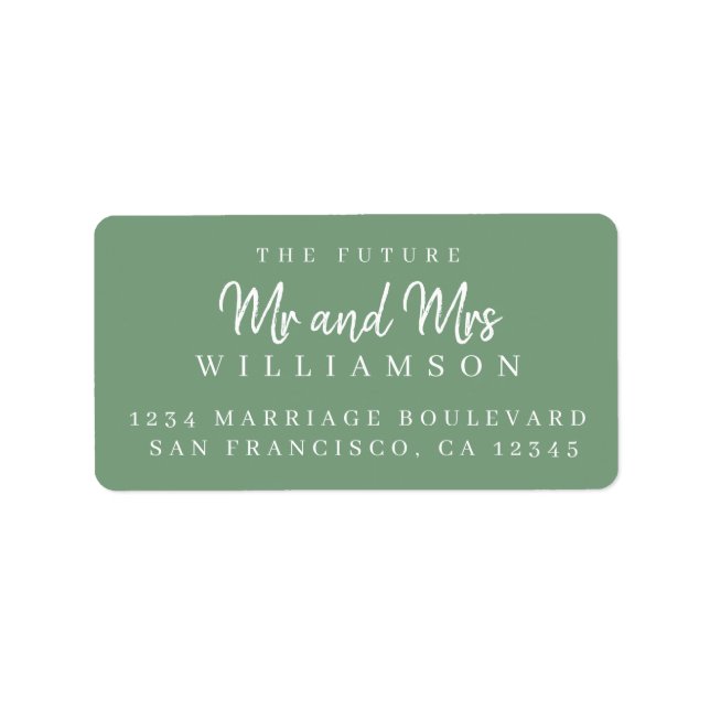Étiquette Chic Script Future M. Mme Mariage Adresse de retou (Devant)