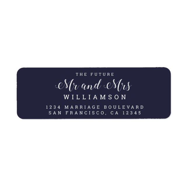 Étiquette Chic Script Future M. Mme Mariage Adresse de retou (Devant)
