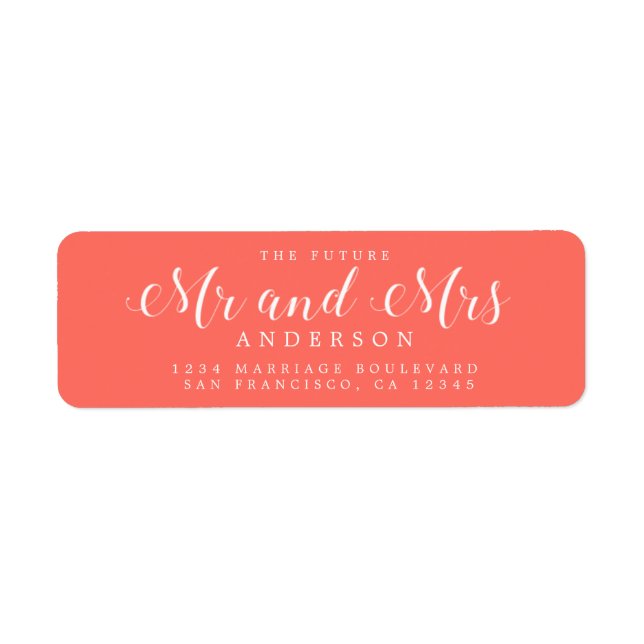Étiquette Chic Script Future M. Mme Mariage Adresse de retou (Devant)