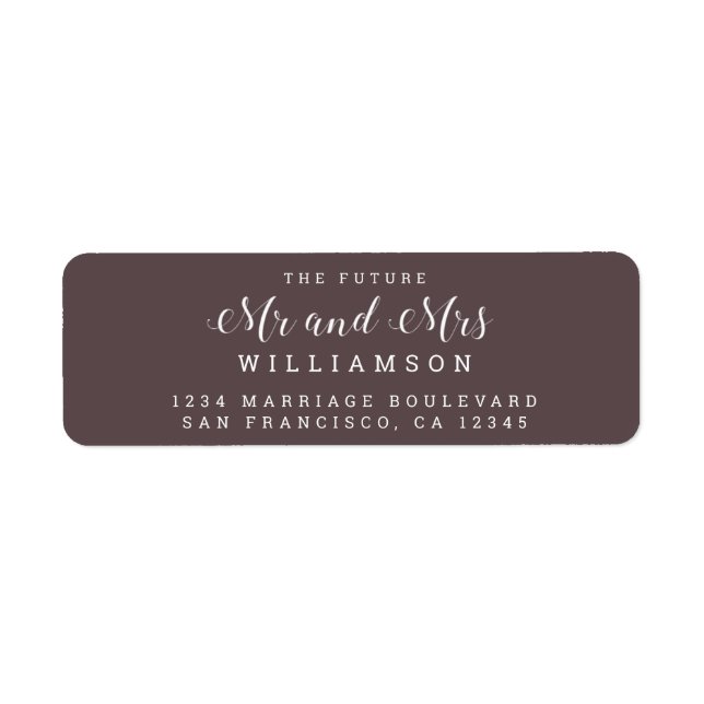 Étiquette Chic Script Future M. Mme Mariage Adresse de retou (Devant)