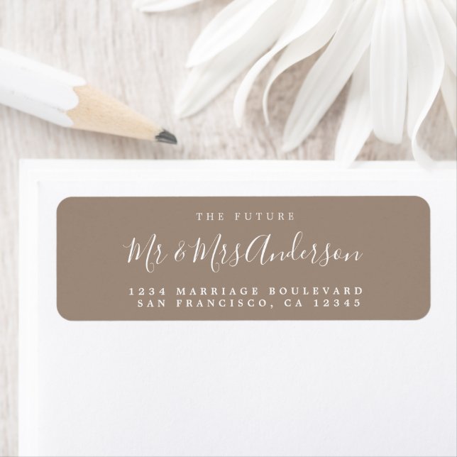 Étiquette Chic Script Future M. Mme Mariage Adresse de retou (En situation)