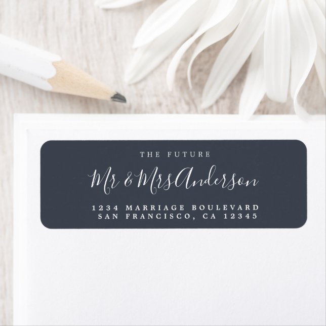 Étiquette Chic Script Future M. Mme Mariage Adresse de retou (En situation)