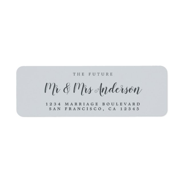 Étiquette Chic Script Future M. Mme Mariage Adresse de retou (Devant)