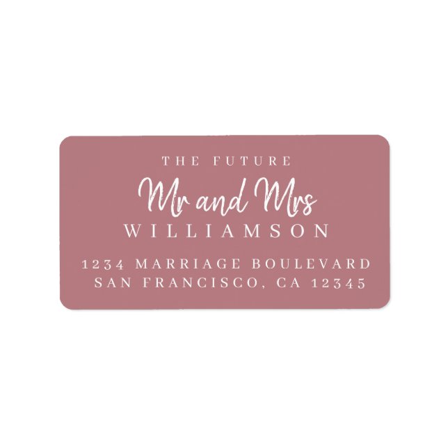 Étiquette Chic Script Future M. Mme Mariage Adresse de retou (Devant)