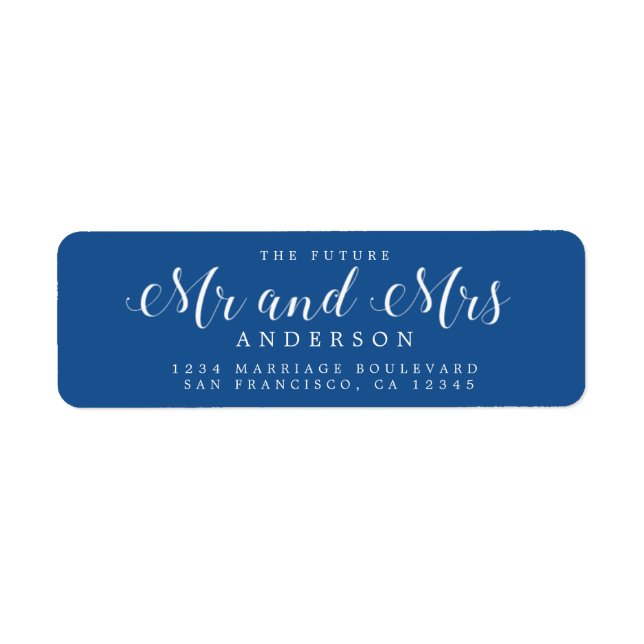 Étiquette Chic Script Future M. Mme Mariage Adresse de retou (Devant)
