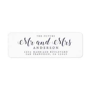 Étiquette Chic Script Future M. Mme Mariage Adresse de retou