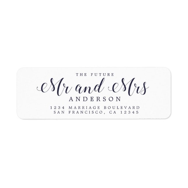 Étiquette Chic Script Future M. Mme Mariage Adresse de retou (Devant)