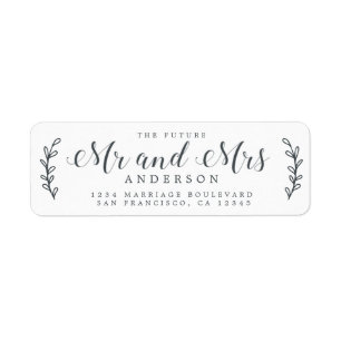 Étiquette Chic Script Future M. Mme Mariage Adresse de retou