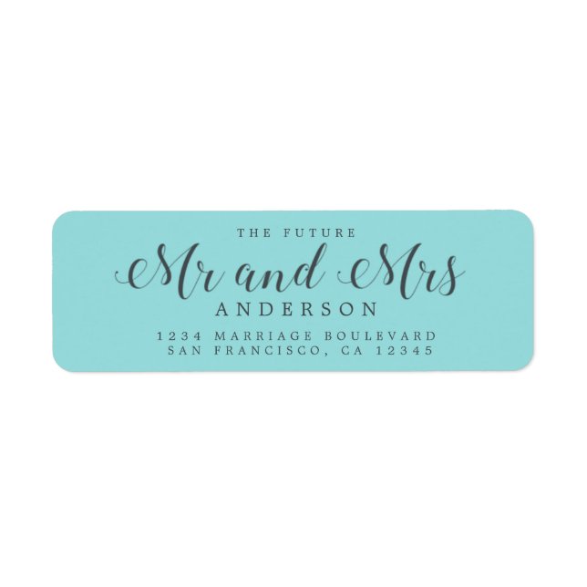 Étiquette Chic Script Future M. Mme Mariage Adresse de retou (Devant)