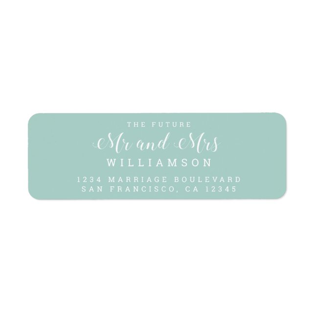 Étiquette Chic Script Future M. Mme Mariage Adresse de retou (Devant)