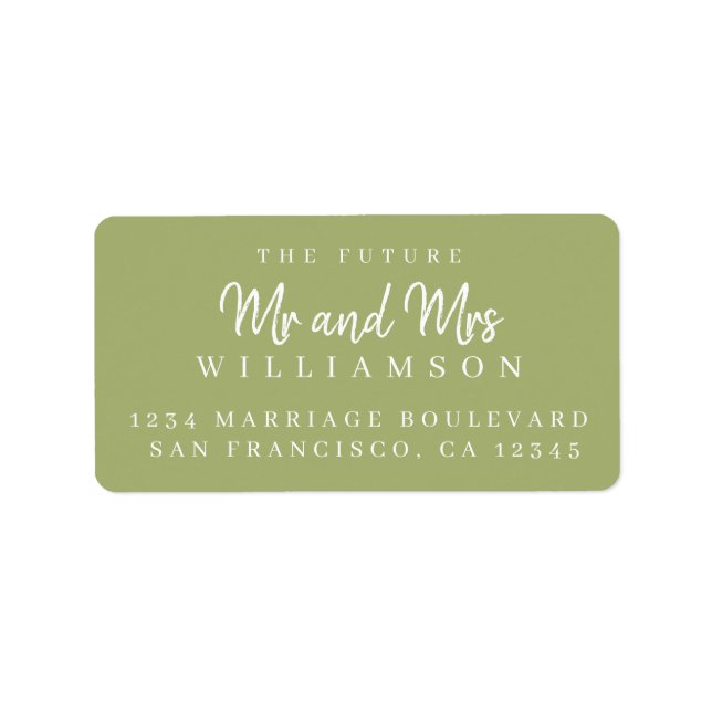 Étiquette Chic Script Future M. Mme Mariage Adresse de retou (Devant)