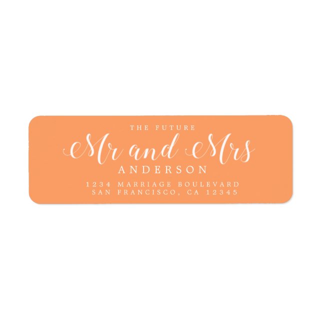 Étiquette Chic Script Future M. Mme Mariage Adresse de retou (Devant)