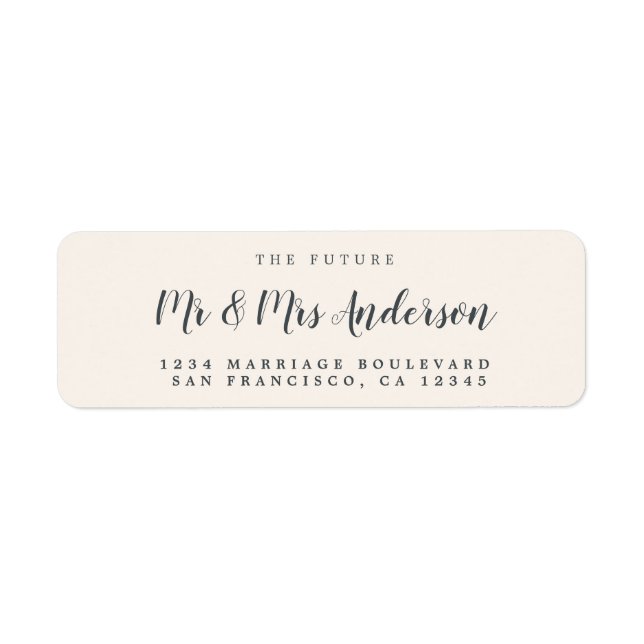 Étiquette Chic Script Future M. Mme Mariage Adresse de retou (Devant)
