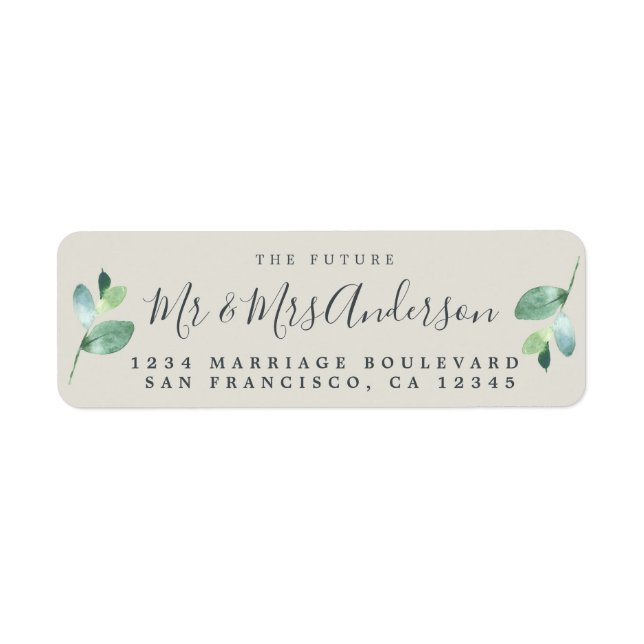 Étiquette Chic Script Future M. Mme Mariage Adresse de retou (Devant)