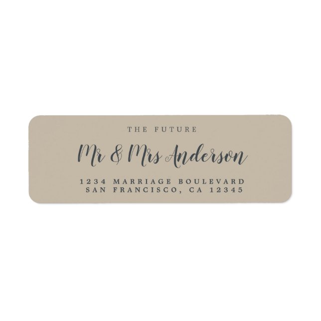 Étiquette Chic Script Future M. Mme Mariage Adresse de retou (Devant)