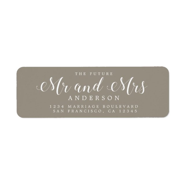 Étiquette Chic Script Future M. Mme Mariage Adresse de retou (Devant)