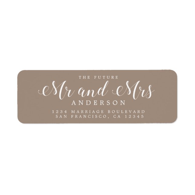 Étiquette Chic Script Future M. Mme Mariage Adresse de retou (Devant)