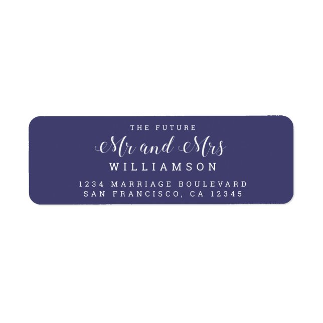 Étiquette Chic Script Future M. Mme Mariage Adresse de retou (Devant)