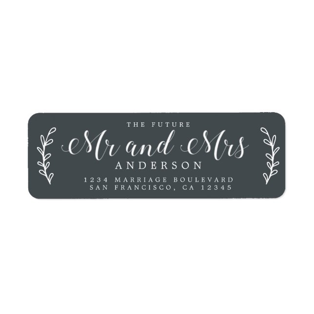 Étiquette Chic Script Future M. Mme Off-Black Adresse de ret (Devant)