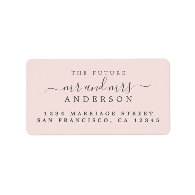 Étiquette Chic Script Future M. Mme Pink Mariage Adresse (Devant)