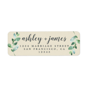 Étiquette Chic Script Green Foliage Mariage Adresse de retou