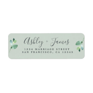 Étiquette Chic Script Green Foliage Mariage Adresse de retou
