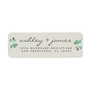 Étiquette Chic Script Green Foliage Mariage Adresse de retou