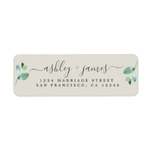 Étiquette Chic Script Green Foliage Mariage Adresse de retou