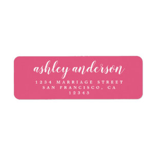 Étiquette Chic Script Hot Rose Mariage Adresse de retour