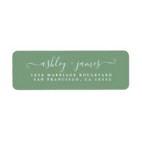 Chic Script Mineral Green Mariage Adresse de retou