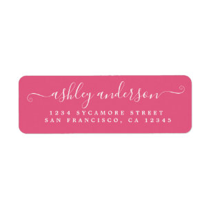 Étiquette Chic Script Name Hot Pink Adresse de retour