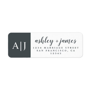 Étiquette Chic Script Names Monogram Mariage Adresse de reto