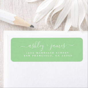 Étiquette Chic Script Neo Mint Mariage Adresse de retour