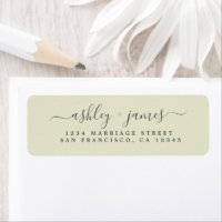 Chic Script Pastel Green Mariage Adresse de retour