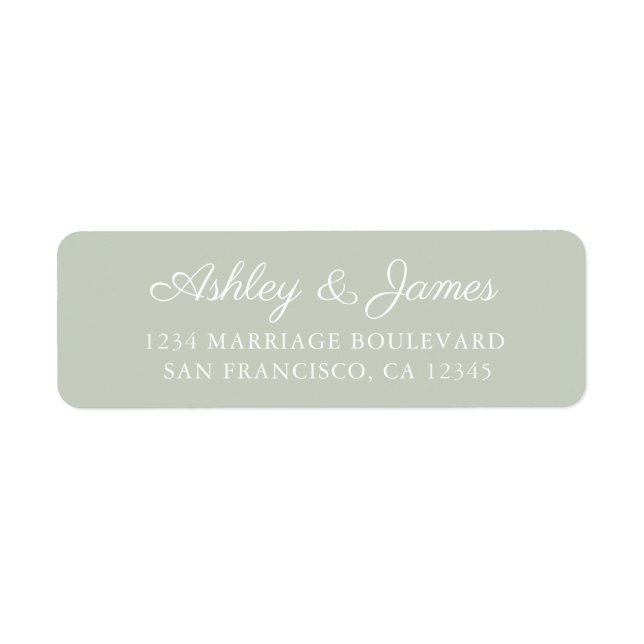 Étiquette Chic Script Pastel Green Mariage Adresse de retour (Devant)