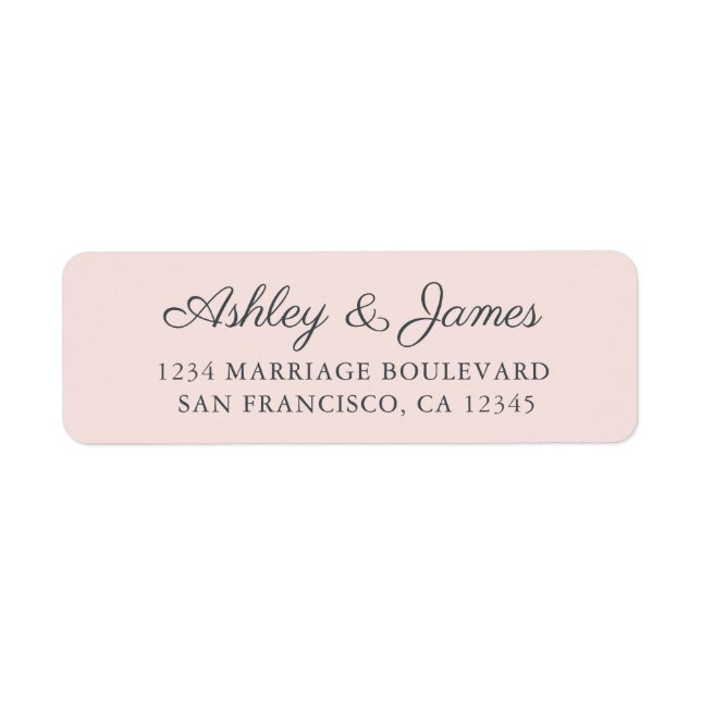 Étiquette Chic Script Pastel Mariage rose Adresse de retour (Devant)