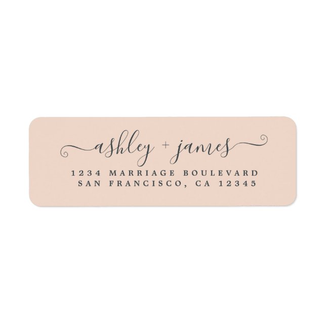 Étiquette Chic Script Pastel Mariage rose Adresse de retour (Devant)