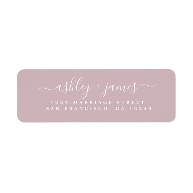 Étiquette Chic Script Pastel Purple Mariage Adresse de retou (Devant)