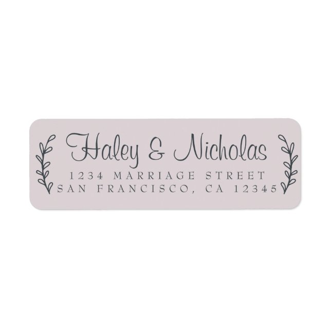 Étiquette Chic Script Rustic Foliage Mariage Adresse de reto (Devant)