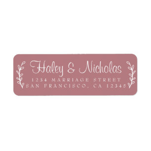 Étiquette Chic Script Rustic Foliage Mariage Adresse de reto